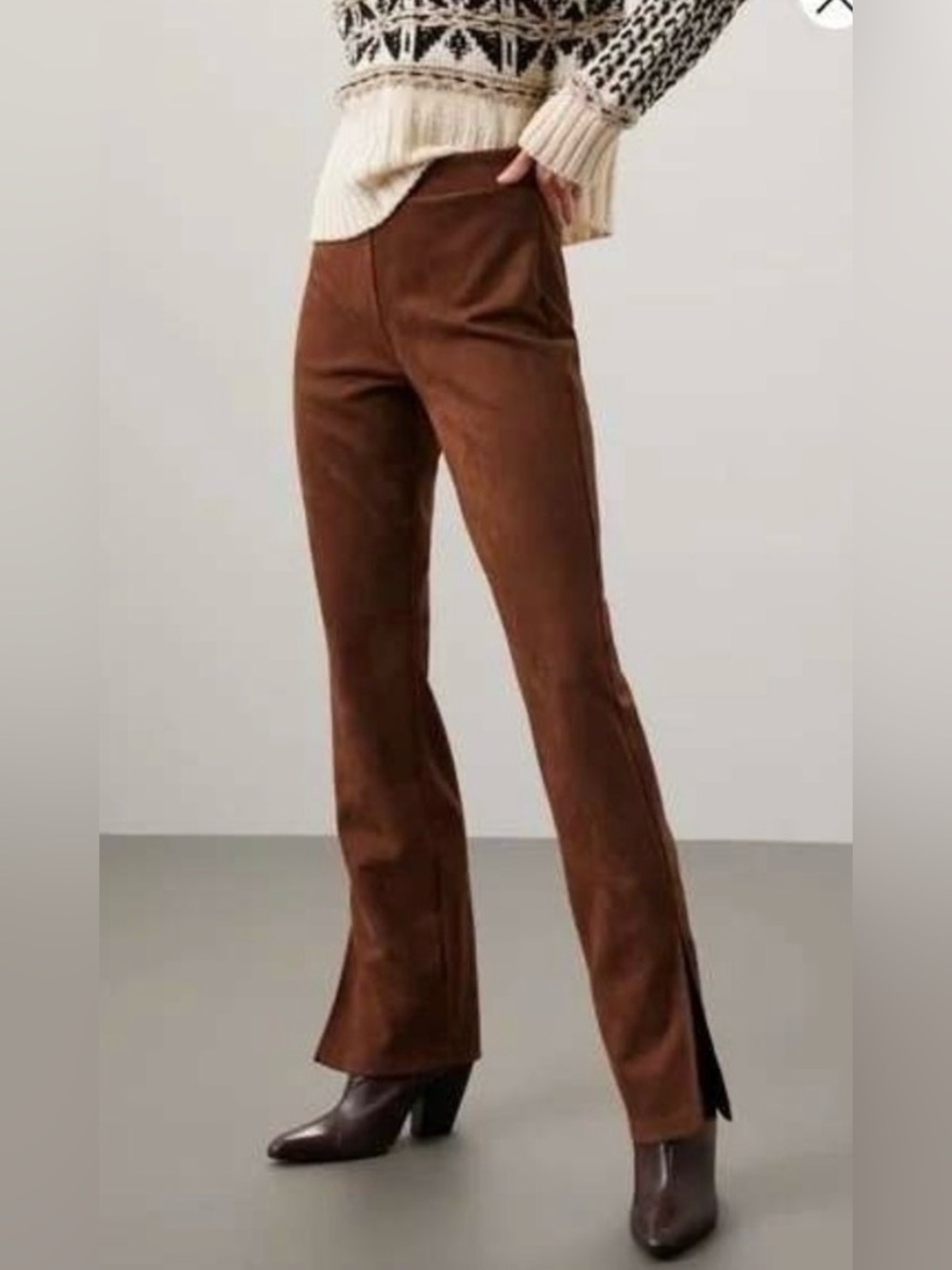 Sanctuary Abbey Pants Pull On Pants Brown Faux Suede Side Slits Size 1X